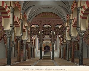 Interior de la catedral de Córdoba (antigua mezquita), litografia