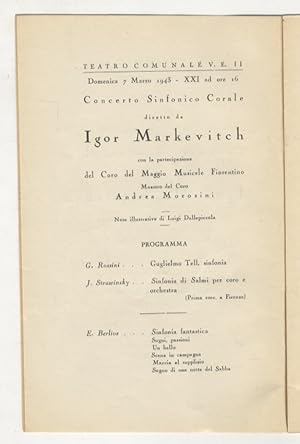 Concerto Sinfonico Corale diretto da Igor Markevitch con la partecipazione del Maggio Musicale Fi...