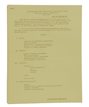 Japanese Groups and Associations in the United States Community Analysis Report No. 3, March 1943