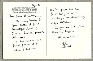 CORRESPONDENCE FROM ONE POET TO ANOTHER; (Inscribed broadside & personal postcard)