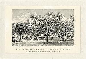 "L'INDOUSTAN : Campement dans le District de GANJAM" Gravure par CANEDI entoilée 1890
