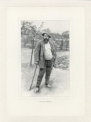 "Claude MONET dans son jardin à Giverny en 1889" Photogravure originale entoilée