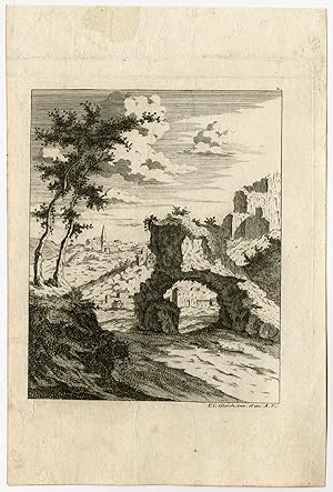 Rare Antique Print-LANDSCAPE-MOUNTAIN-VILLAGE-Gleich-ca. 1780