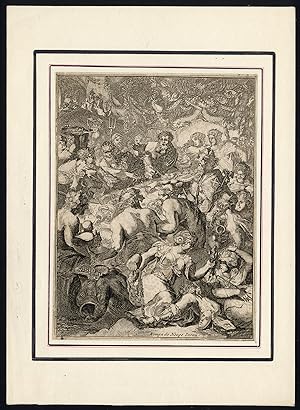Antique Master Print-BANQUET-ROYAL-KING-SCEPTRE-De Hooghe-1705