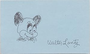 Andy Panda, SIGNED Sketch, on a small 8vo blue card