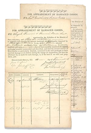 For Appraisement of Damaged Goods. [two partly-printed forms "Printed for William Banks, Ship-Bro...