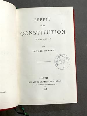 Esprit de la Constitution du 25 février 1875.