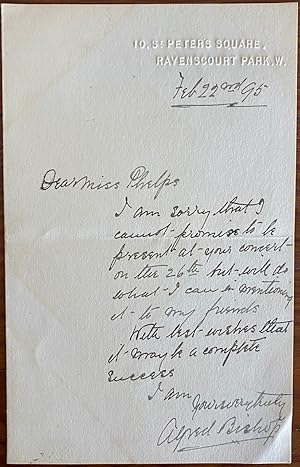 Holograph letter from Alfred Bishop to Miss Phelps
