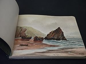 Leather bound Cambridge album (circa 1920) with watercolour by S Kessell (dated 1921)