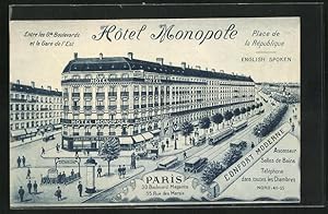 Carte postale Paris, Hotel Monopole, Place de la Republique