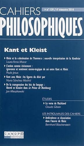 CAHIERS PHILOSOPHIQUES N.139 ; Kant et Kleist