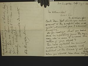 Letter from William S. Hart Estate re: Divorce and Unborn Baby (1922)