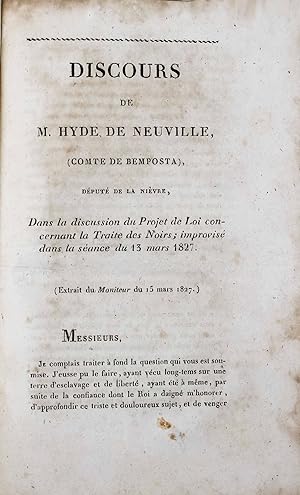 Discours de M. Hyde de Neuville (Cte de Bemposta) . de la Nièvre, dans la discussion du projet de...