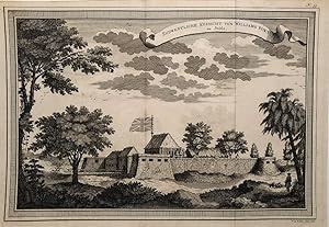 Sudwestliche Aussicht von Williams Fort zu Juida. [William's Fort, Whydah, from the Southwest].