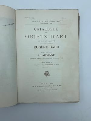 Catalogue des objets d'art et antiquite' defendant de la succession Eugene Baud . Rome Galerie Sa...