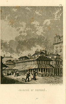 Marche St. Honore. (B&W engraving).
