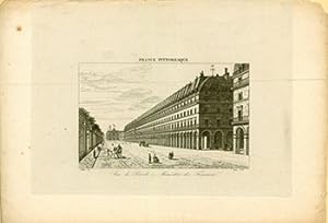 France Pittoresque: Rue de Rivoli - Ministere des Finances. (B&W engraving).