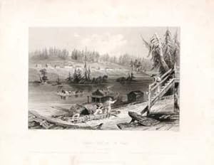 Timber Slide at  Les Chats . (B&W engraving).
