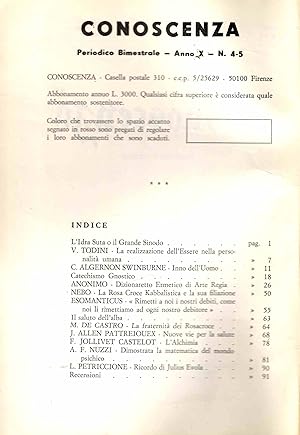 Conoscenza. Periodico bimestrale. Anno X. N. 4-5. Luglio-Ottobre 1974