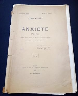 Anxiété - poème - précédé d'une lettre à Madame Sarah-Bernhardt et orné d'un portrait de l'auteur