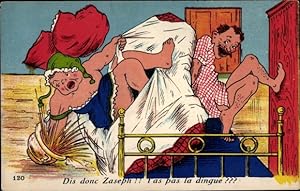 Ansichtskarte / Postkarte Altes Ehepaar im Bett, Dis donc Zoseph, Tas pas la dingue