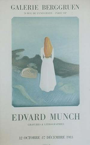 "Edvard MUNCH : EXPOSITION GALERIE BERGGRUEN Paris (1983)" Affiche originale entoilée / Litho MOU...