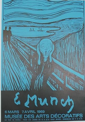 "Edvard MUNCH : EXPOSITION MUSÉE DES ARTS DÉCORATIFS Paris (1969)" Affiche originale entoilée / L...