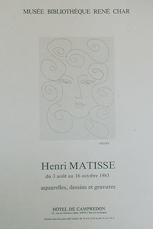 "HENRI MATISSE : ARTINE / EXPOSITION MUSÉE BIBLIOTHÈQUE RENÉ CHAR L'Isle-sur-la-Sorgue 1983 / Aff...