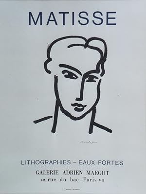 "MATISSE : LITHOGRAPHIES - EAUX FORTES / EXPOSITION GALERIE ADRIEN MAEGHT Paris (1964) / Affiche ...