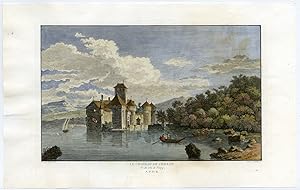 Antique Print-CHILLON CASTLE-VEVEY-VAUD-Perignon-Zurlauben-Masquelier -1780