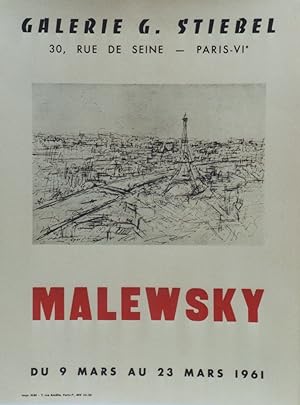 "MALEWSKY : EXPOSITION GALERIE G. STIEBEL Paris (1961)" Affiche originale entoilée / Offset Impr....