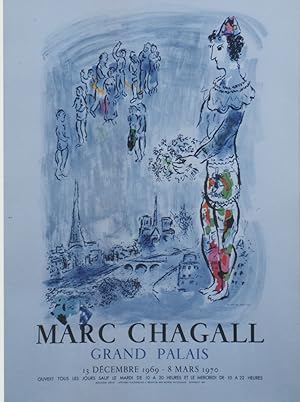 "CHAGALL (LE MAGICIEN DE PARIS)" EXPOSITION GRAND PALAIS Paris 1970 / Affiche originale entoilée ...