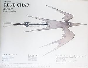 "HOMMAGE à René CHAR" EXPOSITION MUSÉE PÉTRARQUE FONTAINE-DE-VAUCLUSE 1989 / Affiche originale en...
