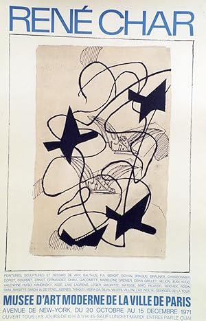 "René CHAR par Georges BRAQUE" EXPOSITION MUSÉE D'ART MODERNE DE LA VILLE DE PARIS 1971 / Affiche...