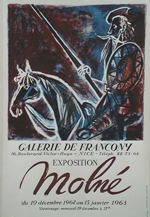 "MOLNÉ 1962-63 (DON QUICHOTTE)" Exposition à la GALERIE DE FRANCONY NICE (1962-1963) / Affiche or...