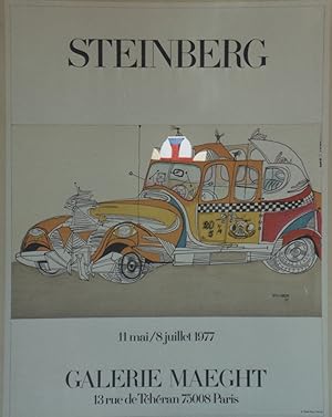 "STEINBERG / EXPOSITION GALERIE MAEGHT Paris 1977" Affiche originale entoilée / Sérigaphie MAEGHT...