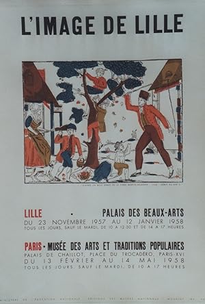 "L'IMAGE DE LILLE / EXPOSITION 1957-58" D'après un Bois Gravé de la FIRME MARTIN-DELAHAYE -LILLE-...
