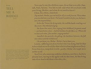 from Tell Me A Riddle (Signed Broadside)