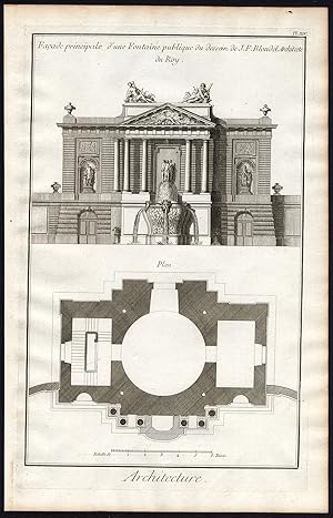 Antique Print-ARCHITECTURE-FOUNTAIN-BLONDEL-DESIGN-Diderot-1751
