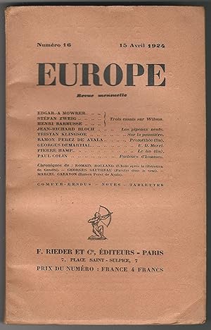 EUROPE. Revue mensuelle. Numéro 16. 15 Avril 1924.