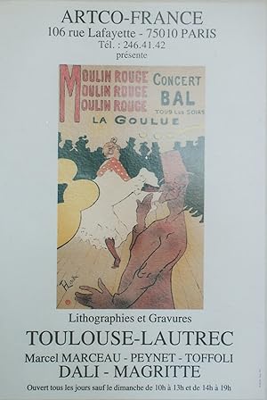 "MOULIN ROUGE / EXPOSITION TOULOUSE-LAUTREC" Affiche originale entoilée / Offset Imp. IPPE Paris