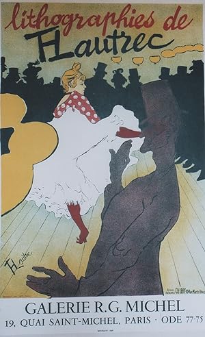 "LITHOGRAPHIES de TOULOUSE-LAUTREC" Affiche originale entoilée / Litho MOURLOT Imp. Paris (1957)