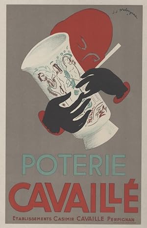 "POTERIE CAVAILLÉ PERPIGNAN" Affiche d'intérieur originale entoilée / Litho J.J. PROLONGEAU / Imp...