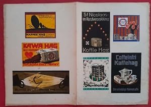 Großer Bogen / Doppelblatt Werbung für Kaffe Hag mit mehreren farbigen Abb. und holländischem bzw...