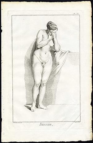 Antique Print-ART SCHOOL-DRAWING-HUMAN BODY-POSING WOMAN-Diderot-Defehrt-1751