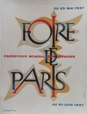 "FOIRE DE PARIS 1957" Affiche originale entoilée et encadrée / Litho A.M. CASSANDRE