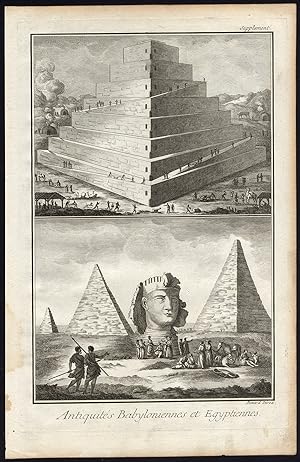 Antique Print-TOWER OF BABEL-PYRAMID-EGYPT-MEMPHIS-BABYLON-Diderot-Benard-1751