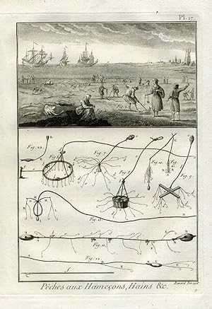 Antique Fishing Print-COAST-BEACH-Panckoucke-1793