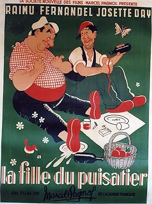 "LA FILLE DU PUISATIER" Affiche ressortie originale entoilée / Film de Marcel PAGNOL de 1940, ave...