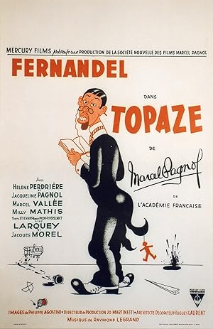 "TOPAZE" Affichette belge originale entoilée 1950 / Réalisé par Marcel PAGNOL en 1950 avec FERNAN...